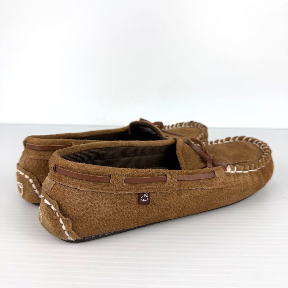 Lamo Womens Moccasin Slippers Chestnut Brown Suede Whipstitch Size 9.5 Comfort - Picture 13 of 13